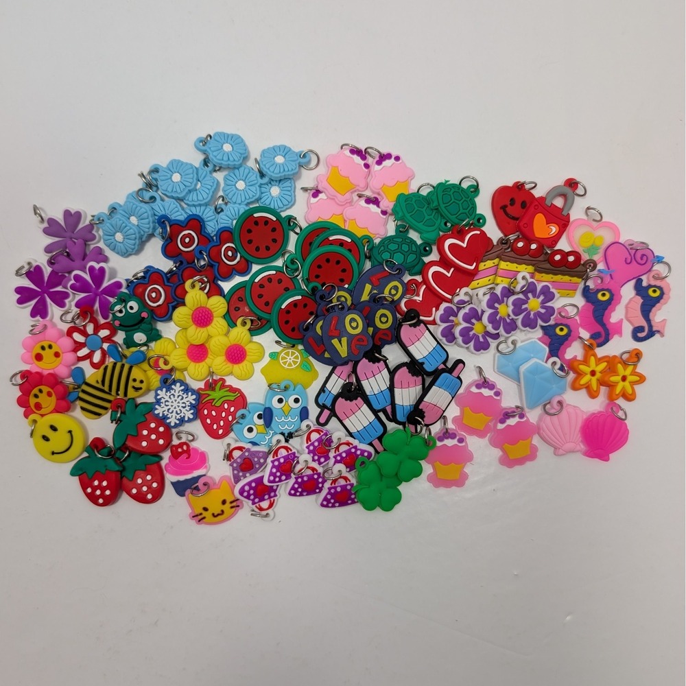 Kids Charms Assorted Lot ~100 Fun Pendants for Bracelets Shoes Bags Crafting